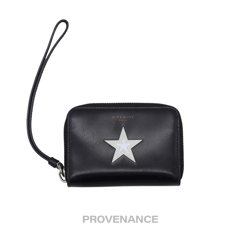 🔴 Givenchy Star Zip Card Wallet - Black Leather